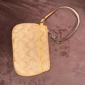 Coach Beige and Yellow Wristlet